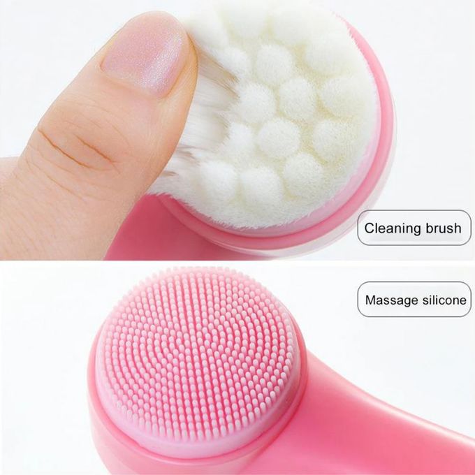 Brosse faciale de double face de silicone de soies molles de silicone de brosse faciale de massage manuel bilatéral