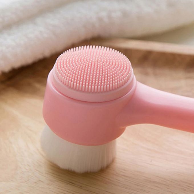 Brosse faciale de double face de silicone de soies molles de silicone de brosse faciale de massage manuel bilatéral