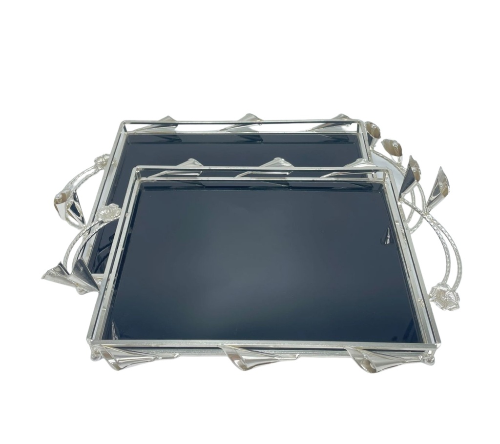 Duo Plateaux Floria – Miroir Noir – Argentée