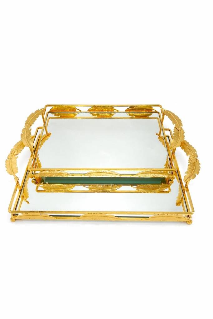 Duo Plateaux Prestige – Miroir Transparent – Dorée