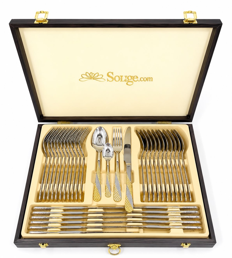 Ménagère Élégance – 72 pièces (Finition Dorée)