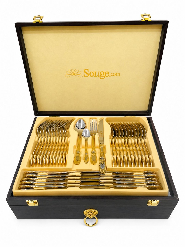 Ménagère Royale – 72 pièces (Finition Dorée)