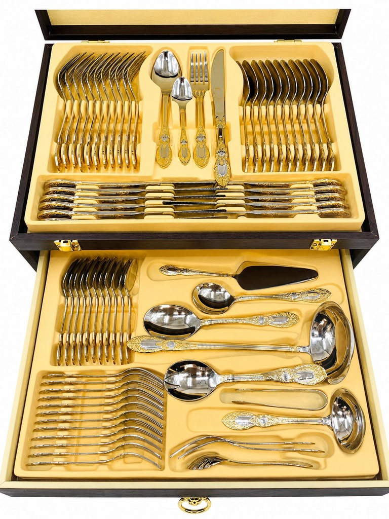 Ménagère Royale – 72 pièces (Finition Dorée)