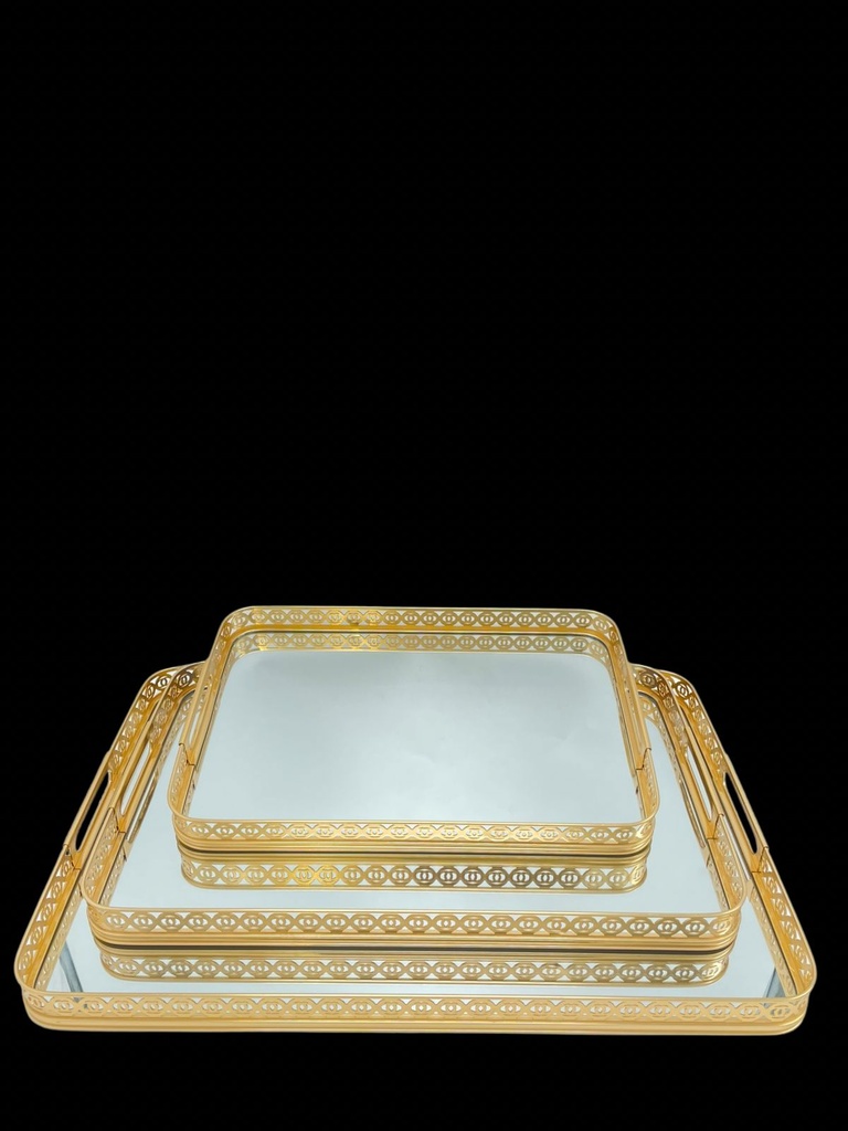 Trio de plateaux miroir élégance dorée