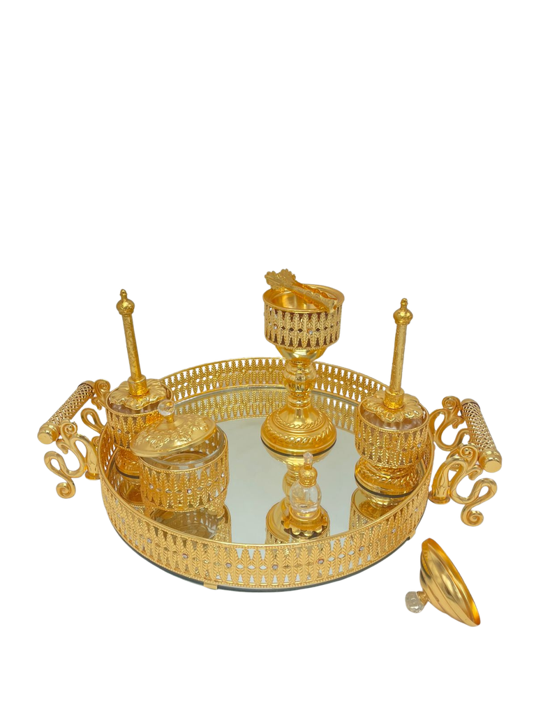 Ensemble encensoir Maroc Royal 7 pièces – Plateau rond