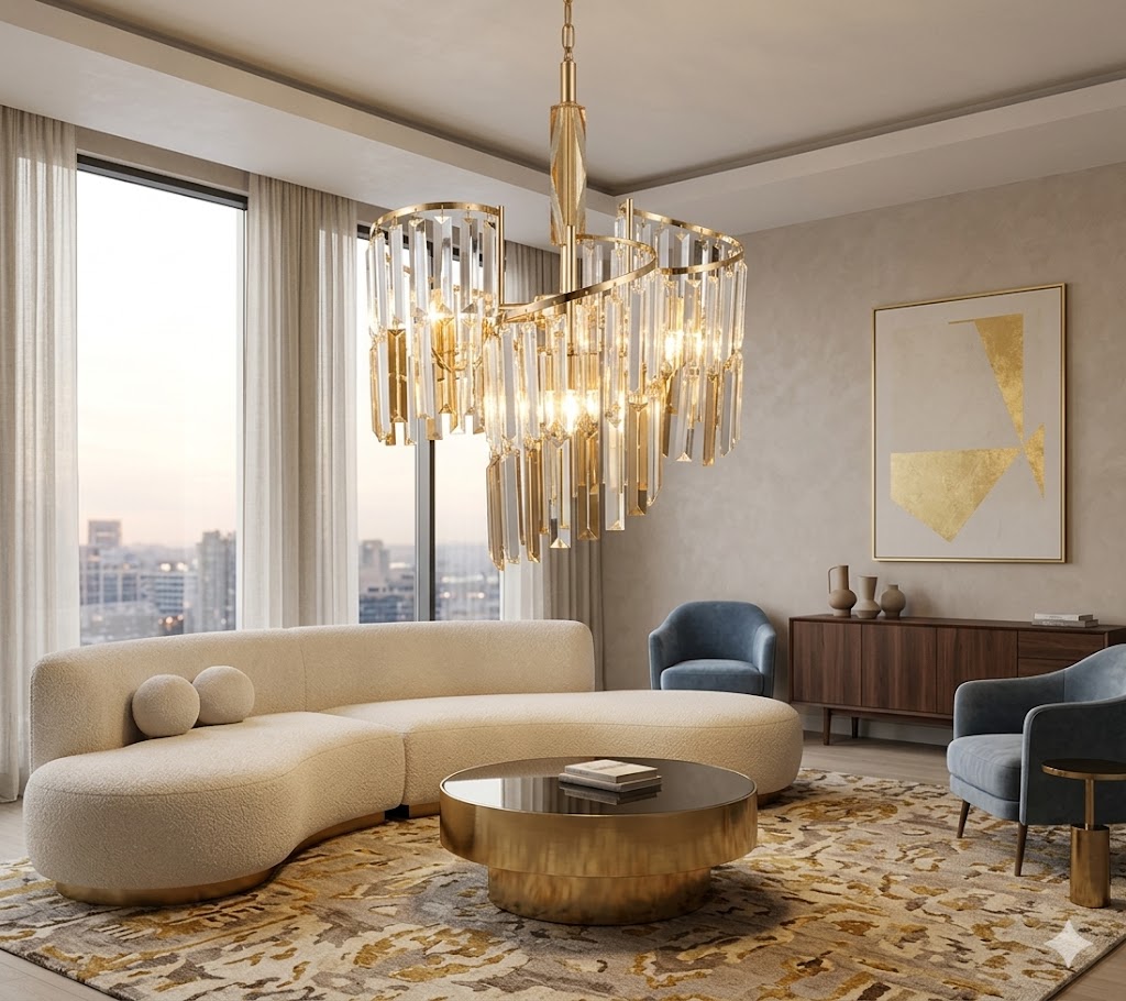 Lustre Cristal Arcadia – 3 Lumières – Doré