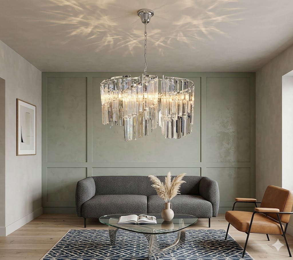 Lustre Cristal Arcadia – 5 Lumières – Argenté