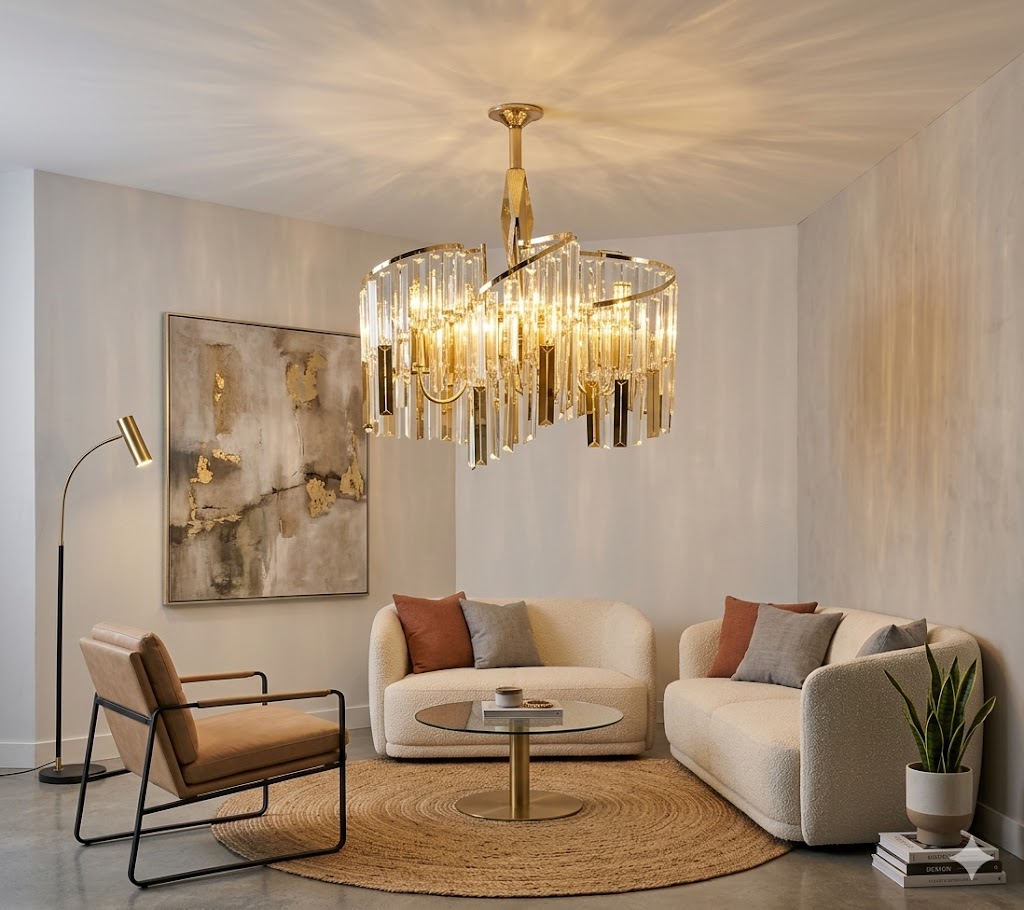 Lustre Cristal Arcadia – 5 Lumières – Doré