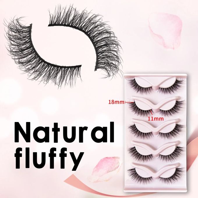 Faux Cils Naturels En Vison, Longs Et Moelleux 5Paires