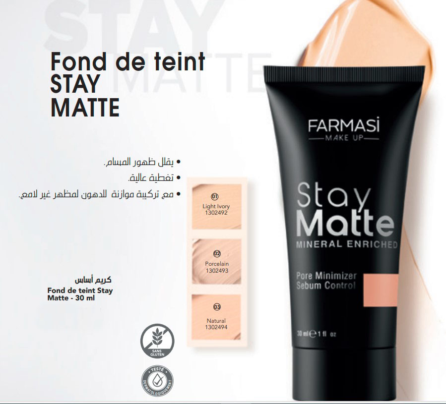 [1302492] FARMASI Fond De Teint Stay Matte 30ml (01LIGHT LVORY)