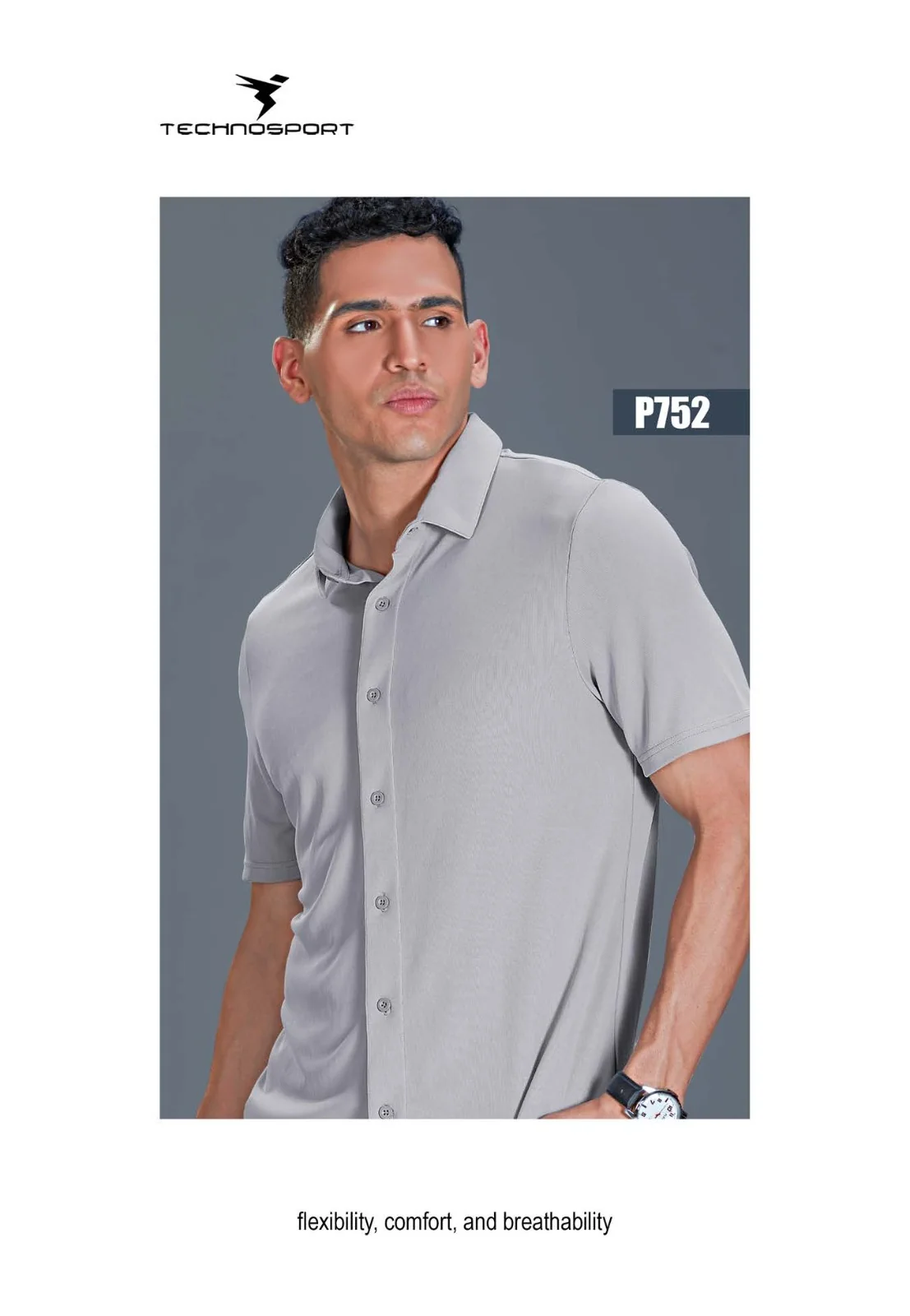 [P752/2-4-M] TECHNOSPORT MENS BASIC SHIRT H/S (M)