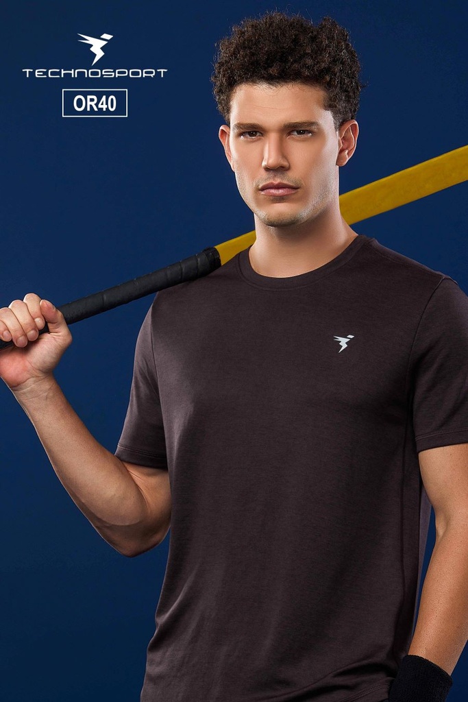 [OR40/30-5-M] TECHNOSPORT MENS BASIC MELANGE CREWNECK H/S (M)