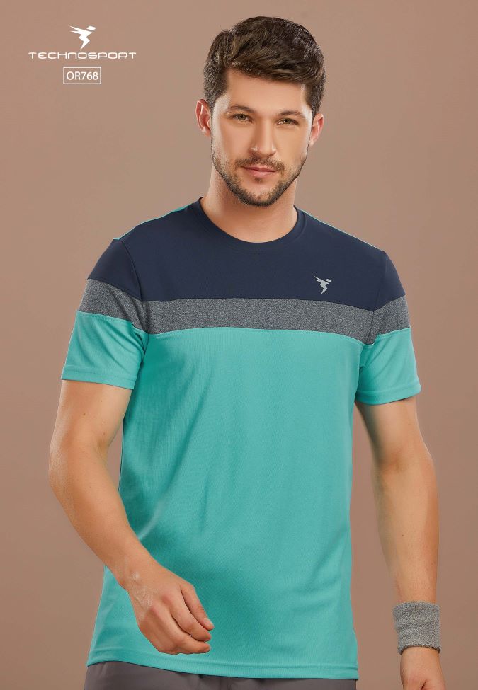 [OR768/3-2-L] TECHNOSPORT MENS COLORBLOCK CREWNECK H/S (L)