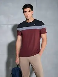 [OR768/3-5-M] TECHNOSPORT MENS COLORBLOCK CREWNECK H/S (M)