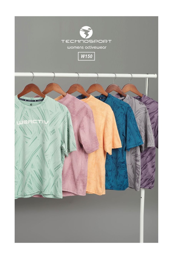 [W150-3-1] TECHNOSPORT WOMENS JACQUARD CREWNECK H/S (L)