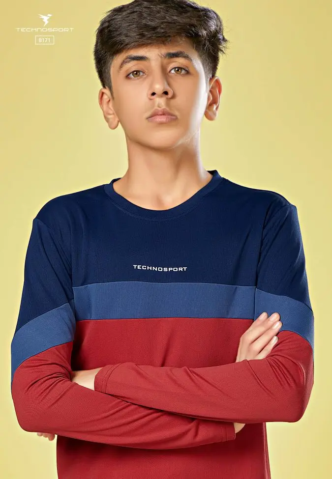 [B171-4-1] TECHNOSPORT BOYS COLORBLOCK CREWNECK (8Y)