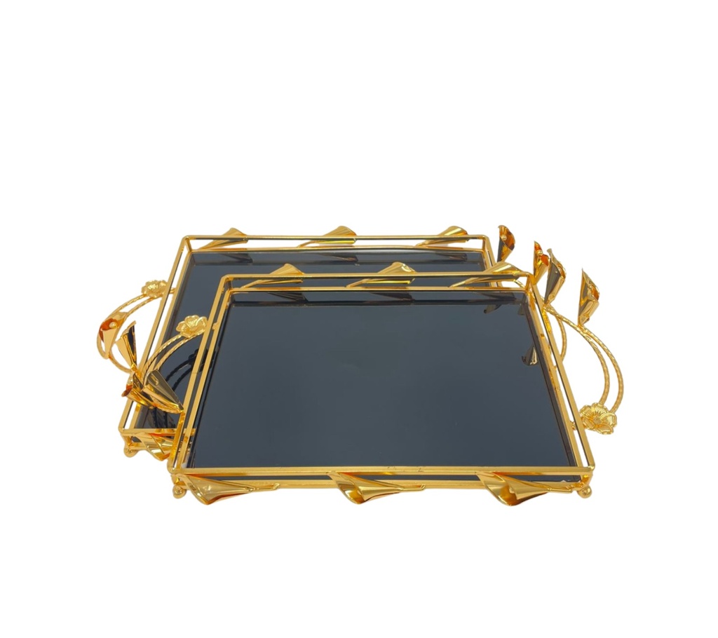 Duo Plateaux Floria – Miroir Noir – Dorée
