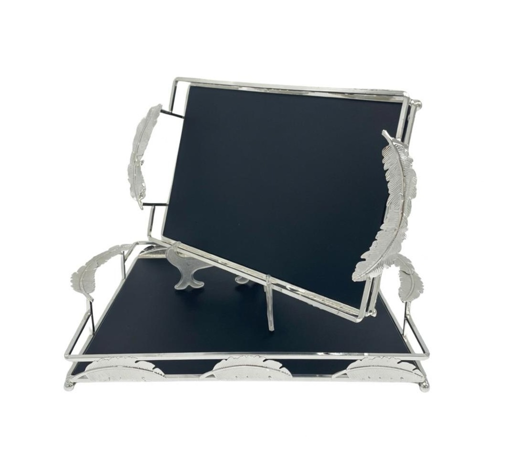 Duo Plateaux Prestige – Miroir Noir – Finition Argentée