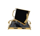 Duo Plateaux Prestige – Miroir Noir – Finition Dorée