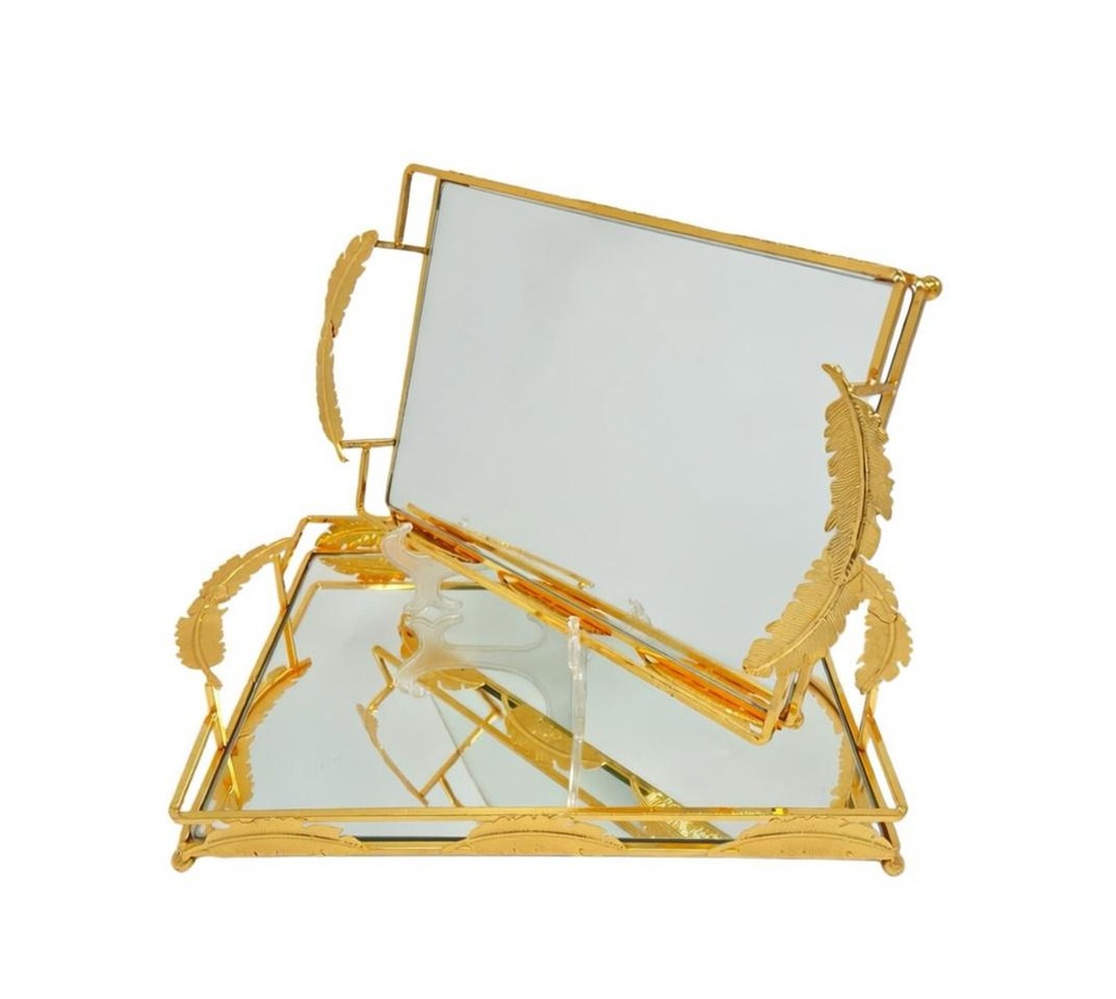 Duo Plateaux Prestige – Miroir Transparent – Dorée