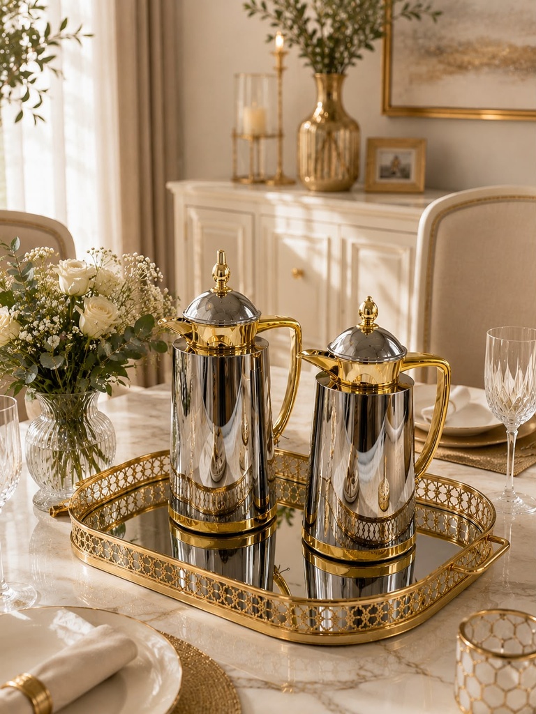 Duo Thermos Celestia – 2 pièces (Argenté & Doré)