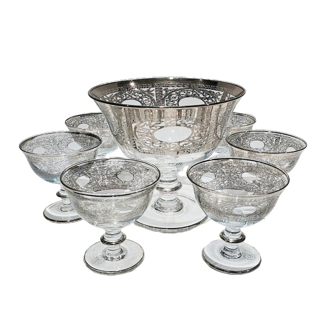 SALADIER MACEDONIA avec 6 coupelle 7 pcs platine