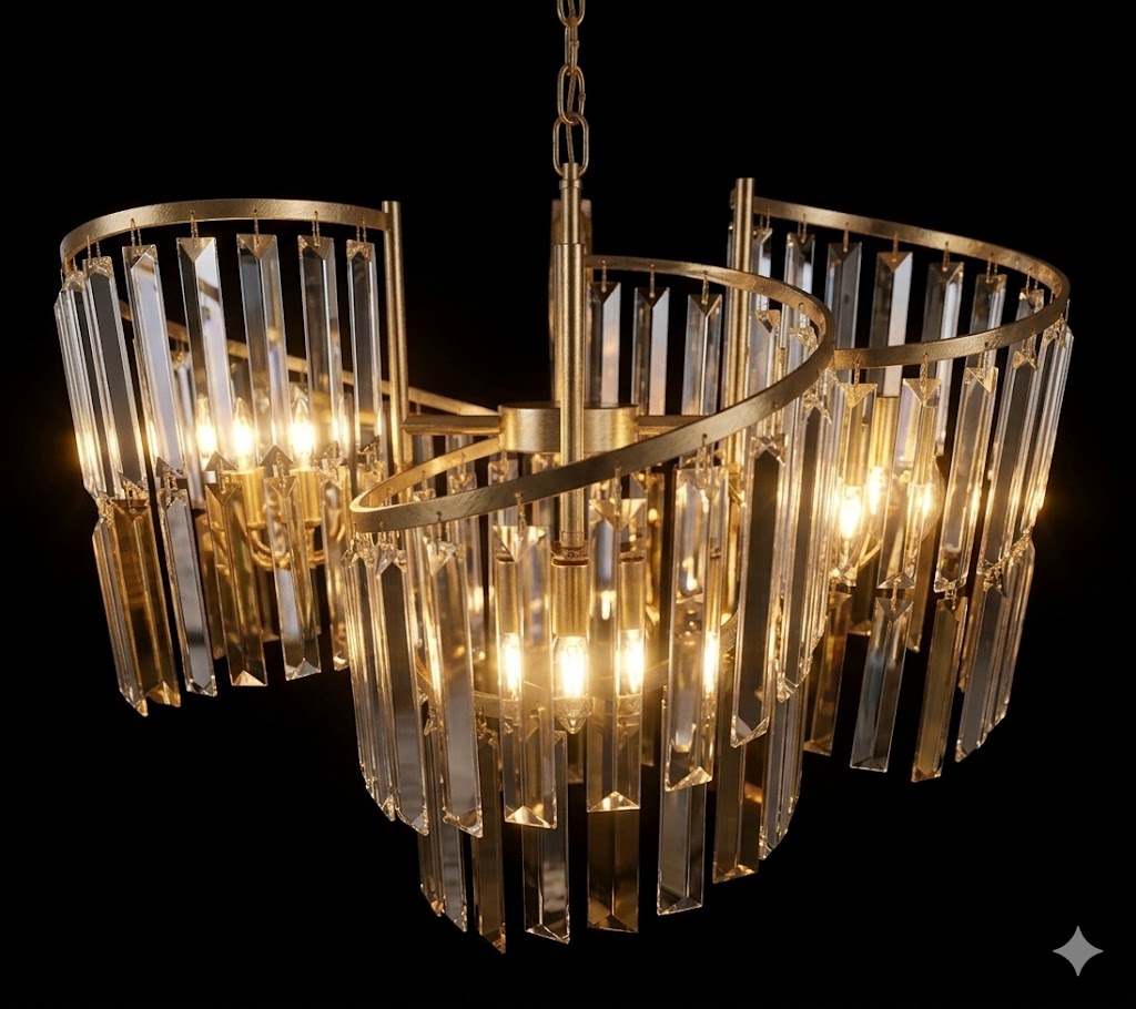 Lustre Cristal Arcadia – 3 Lumières – Doré