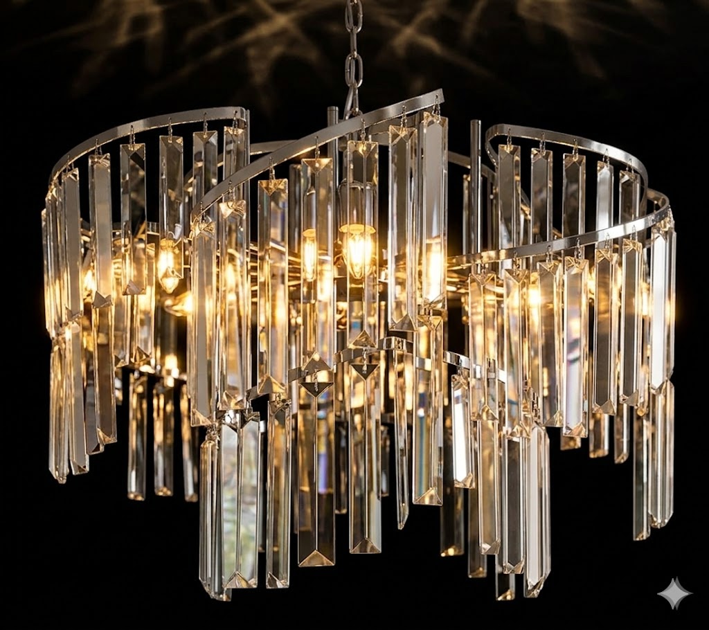 Lustre Cristal Arcadia – 5 Lumières – Argenté