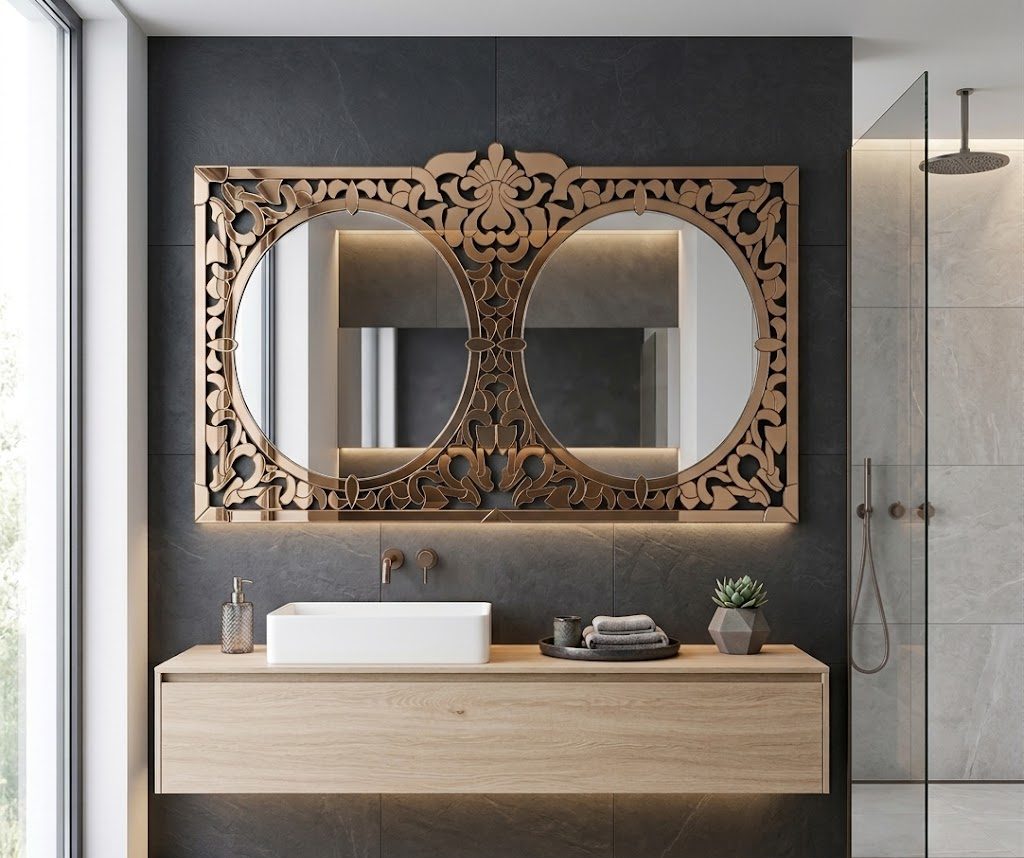 Miroir Duo Arabesque – Bronze