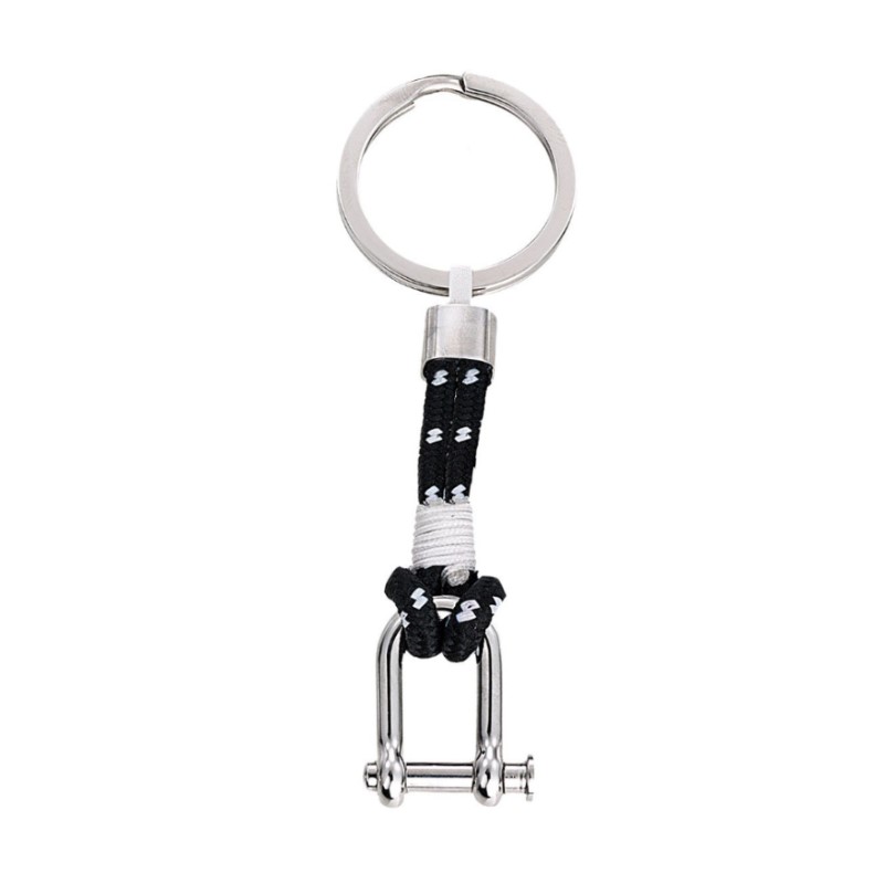 [J-TC854] PORTE-CLES ACIER & CORDE